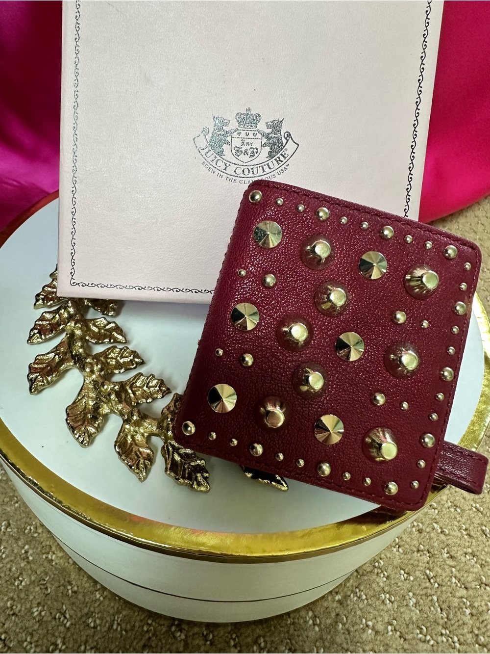 “vintage “ Juicy Couture Burgundy Studded Compact Wallet